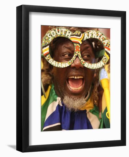 Fan Celebrates in Durban, South Africa During 100-Day Count Down Celebrations to the Fifa World Cup-null-Framed Photographic Print