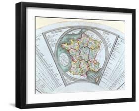 Fan Depicting the Map of France as Divided into 9 Regions, 10 Metropolis and 83 Departments, 1790-null-Framed Giclee Print