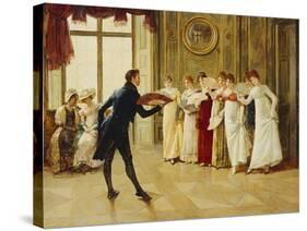 Fan Flirtation-Henry Gillard Glindoni-Stretched Canvas