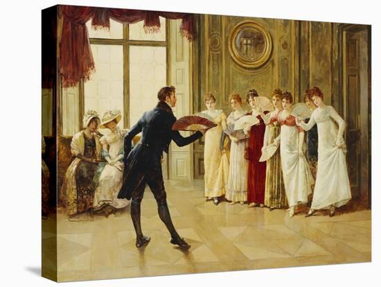 Fan Flirtation-Henry Gillard Glindoni-Stretched Canvas