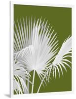 Fan Palm 1, White on Green-Fab Funky-Framed Art Print