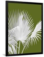 Fan Palm 1, White on Green-Fab Funky-Framed Art Print