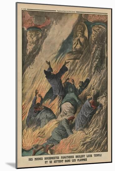Fanatic Buddhist Monks Set their Temple on Fire and Throw Themselves into the Flames-French-Mounted Giclee Print