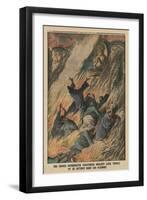 Fanatic Buddhist Monks Set their Temple on Fire and Throw Themselves into the Flames-French-Framed Premium Giclee Print