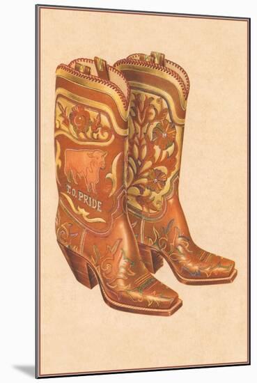 Fancy Cowboy Boots-null-Mounted Art Print