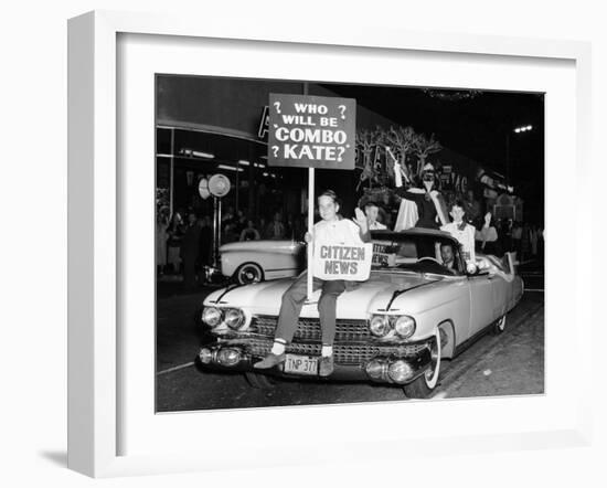 Fancy Dress Parade with a 1957 Cadillac, USA, (C1957)-null-Framed Photographic Print