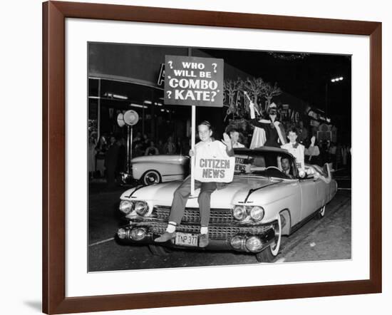 Fancy Dress Parade with a 1957 Cadillac, USA, (C1957)-null-Framed Photographic Print