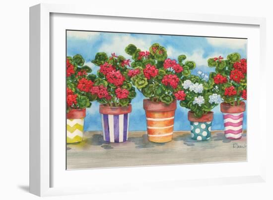 Fancy Pots Geraniums-Paul Brent-Framed Art Print