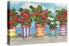 Fancy Pots Geraniums-Paul Brent-Stretched Canvas