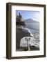 Fancy Street Lamp, Rusty Anchor and Wave Breaking on Beach, Distant Church-Eleanor Scriven-Framed Photographic Print