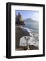 Fancy Street Lamp, Rusty Anchor and Wave Breaking on Beach, Distant Church-Eleanor Scriven-Framed Photographic Print