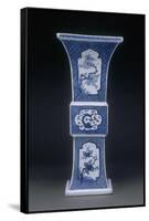 Fangzun Shaped Vase Decorated with Flowers and Dragon-null-Framed Stretched Canvas