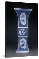 Fangzun Shaped Vase Decorated with Flowers and Dragon-null-Stretched Canvas