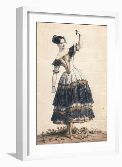 Fanny Elssler as Florinda in the Dance La Cachucha (Ballet Le Diable Boiteu), 1836-Achille Devéria-Framed Giclee Print