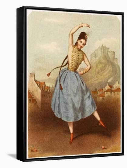 Fanny Elssler Austrian Ballet Dancer, Seen Here Dancing the Cracovienne in 'La Gypsy'-null-Framed Stretched Canvas