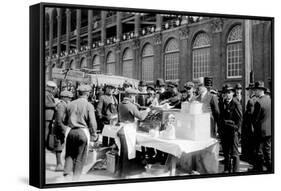 Fans buying hot dogs at Ebbets Field, Brooklyn Dodgers, Baseball Photo - New York, NY-Lantern Press-Framed Stretched Canvas