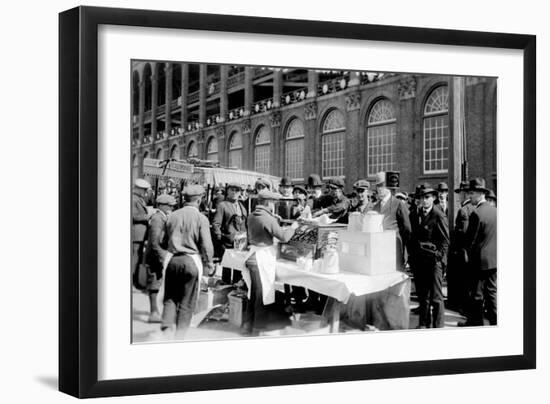 Fans buying hot dogs at Ebbets Field, Brooklyn Dodgers, Baseball Photo - New York, NY-Lantern Press-Framed Art Print