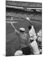 Fans Cheering at Milwaukee Braves Home Stadium During Game with Ny Giants-Francis Miller-Mounted Photographic Print