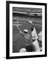 Fans Cheering at Milwaukee Braves Home Stadium During Game with Ny Giants-Francis Miller-Framed Photographic Print