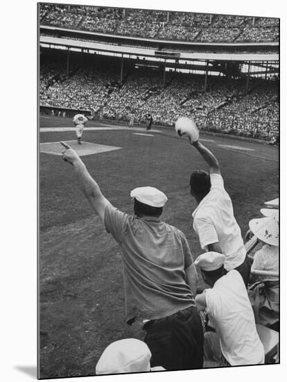 Fans Cheering at Milwaukee Braves Home Stadium During Game with Ny Giants-Francis Miller-Mounted Photographic Print