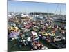 Fans Crowd into Boats, Kayaks, and Rafts Waiting for Their Chance to Catch a Home Run Ball-null-Mounted Photographic Print