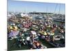 Fans Crowd into Boats, Kayaks, and Rafts Waiting for Their Chance to Catch a Home Run Ball-null-Mounted Photographic Print