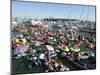 Fans Crowd into Boats, Kayaks, and Rafts Waiting for Their Chance to Catch a Home Run Ball-null-Mounted Photographic Print