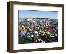 Fans Crowd into Boats, Kayaks, and Rafts Waiting for Their Chance to Catch a Home Run Ball-null-Framed Photographic Print