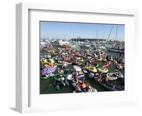 Fans Crowd into Boats, Kayaks, and Rafts Waiting for Their Chance to Catch a Home Run Ball-null-Framed Photographic Print