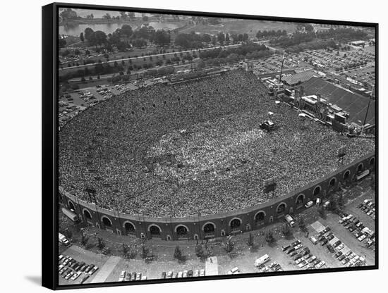 Fans Jam Philadelphia's Jfk Stadium During the Live Aid Concert-null-Framed Stretched Canvas