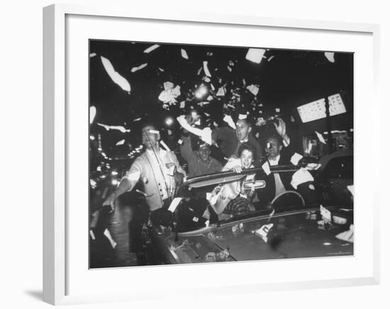 Fans of Cincinnati Reds Celebrating a Victory During 1961 World Series-Ralph Morse-Framed Photographic Print