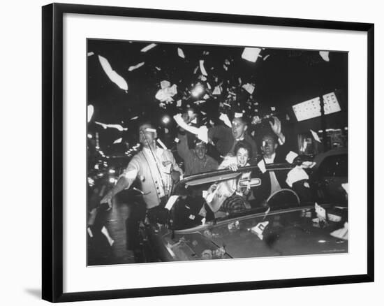 Fans of Cincinnati Reds Celebrating a Victory During 1961 World Series-Ralph Morse-Framed Photographic Print