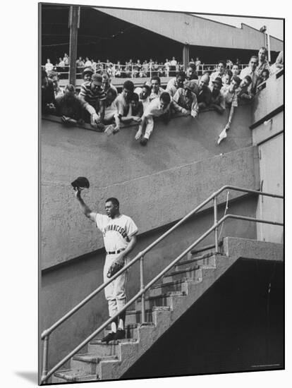 Fans Welcoming Giants Star Willie Mays at Polo Grounds-Art Rickerby-Mounted Premium Photographic Print