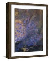 Fantaisie : éclatement orange et bleu, sur fond sombre-Odilon Redon-Framed Giclee Print