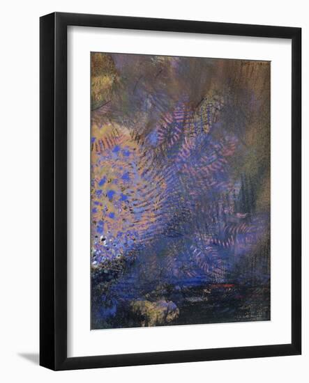 Fantaisie : éclatement orange et bleu, sur fond sombre-Odilon Redon-Framed Giclee Print