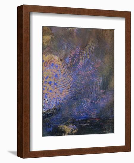 Fantaisie : éclatement orange et bleu, sur fond sombre-Odilon Redon-Framed Giclee Print