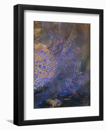 Fantaisie : éclatement orange et bleu, sur fond sombre-Odilon Redon-Framed Giclee Print