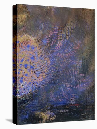 Fantaisie : éclatement orange et bleu, sur fond sombre-Odilon Redon-Stretched Canvas