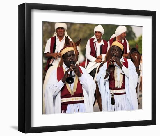 Fantasia, equestrian games in Midoun, Jerba Island, Medenine, Tunisia-null-Framed Art Print