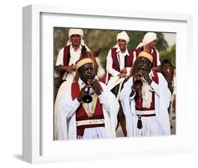 Fantasia, equestrian games in Midoun, Jerba Island, Medenine, Tunisia-null-Framed Art Print