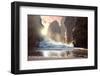 Fantastic Big Rocks and Ocean Waves at Sundown Time. Dramatic Scene. Beauty World Landscape.-Taiga-Framed Photographic Print