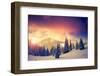 Fantastic Evening Landscape in a Colorful Sunlight. Dramatic Wintry Scene. National Park Carpathian-Leonid Tit-Framed Premium Photographic Print