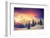 Fantastic Evening Landscape in a Colorful Sunlight. Dramatic Wintry Scene. National Park Carpathian-Leonid Tit-Framed Premium Photographic Print