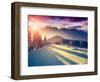 Fantastic Evening Landscape in a Colorful Sunlight. Dramatic Wintry Scene. National Park Carpathian-Leonid Tit-Framed Photographic Print