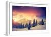 Fantastic Evening Landscape in a Colorful Sunlight. Dramatic Wintry Scene. National Park Carpathian-Leonid Tit-Framed Photographic Print