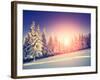 Fantastic Evening Landscape in a Colorful Sunlight. Dramatic Wintry Scene. National Park Carpathian-Leonid Tit-Framed Photographic Print