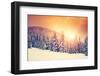 Fantastic Evening Landscape in a Colorful Sunlight. Dramatic Wintry Scene. National Park Carpathian-Creative Travel Projects-Framed Photographic Print