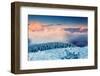 Fantastic Evening Winter Landscape. Colorful Overcast Sky. Carpathian, Ukraine, Europe. Beauty Worl-Leonid Tit-Framed Photographic Print