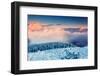 Fantastic Evening Winter Landscape. Colorful Overcast Sky. Carpathian, Ukraine, Europe. Beauty Worl-Leonid Tit-Framed Photographic Print