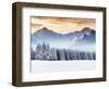 Fantastic Evening Winter Landscape. Dramatic Overcast Sky. Creative Collage. Beauty World.-Leonid Tit-Framed Photographic Print